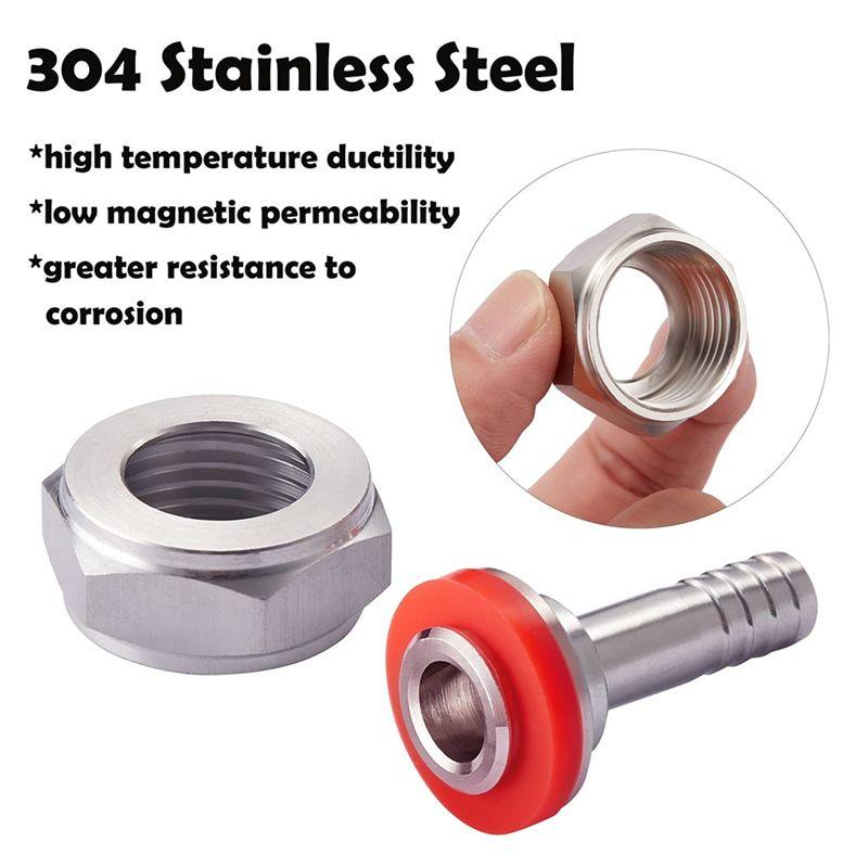 

BHBL 4PCS Stainless Steel Beer Keg Coupler Fitting,Beer Line Connector Kit,Hex Nut 5/8 Inch G Thread x 5/16 Inch Barb China Mainland