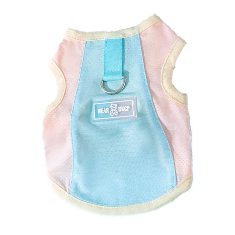 Big dog cool clothes spring and summer macarons small mesh breathable sun protection cool traction vest golden retriever pet clothes
