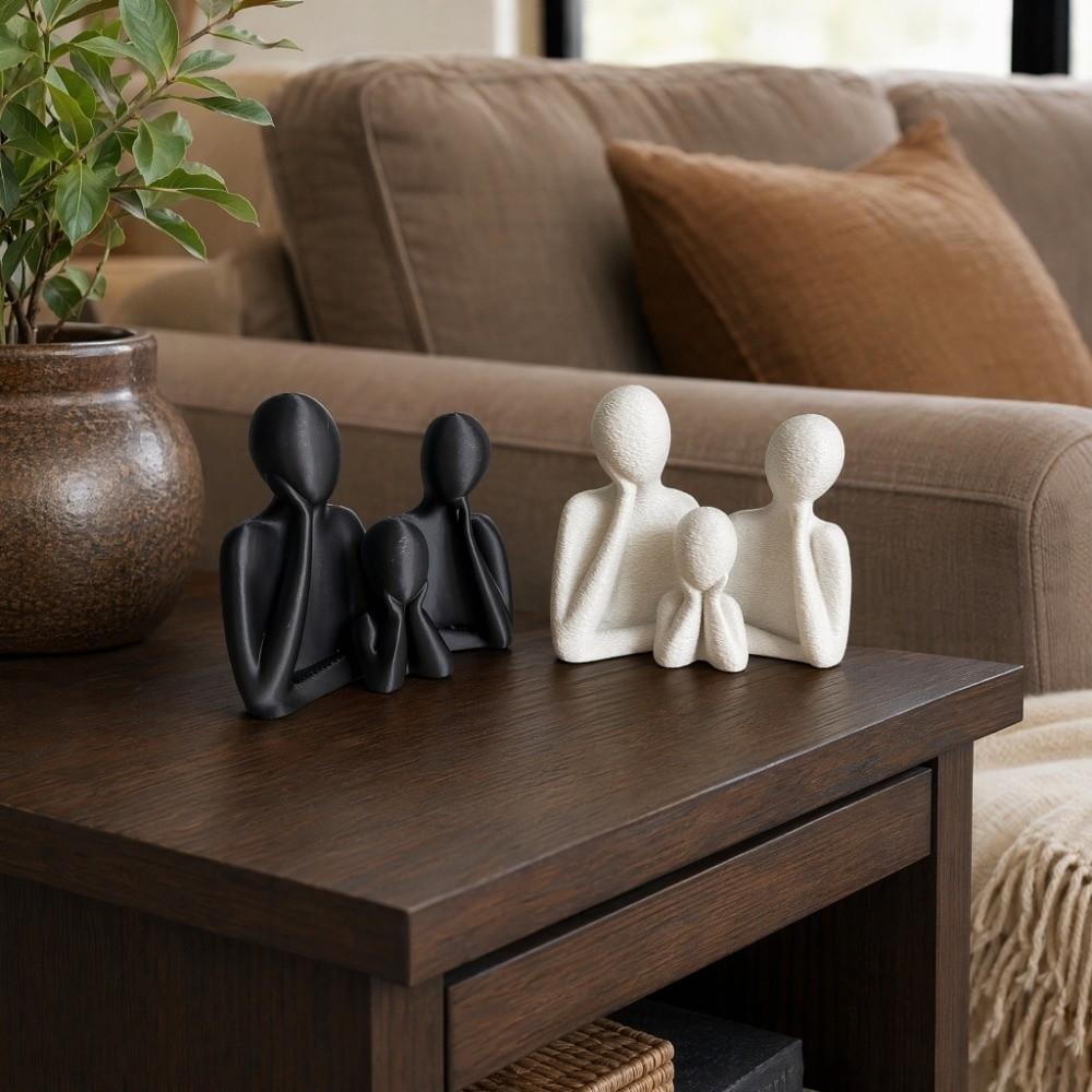 Plastic Abstract Family Sculpture 3D Printed Parent-Child Figurine Bedroom Decor