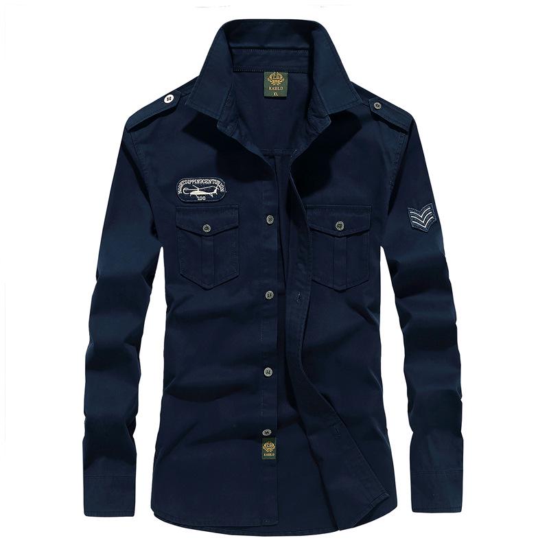 Men's Plus Size Cotton Long Sleeve Casual Shirt - Spring & Autumn