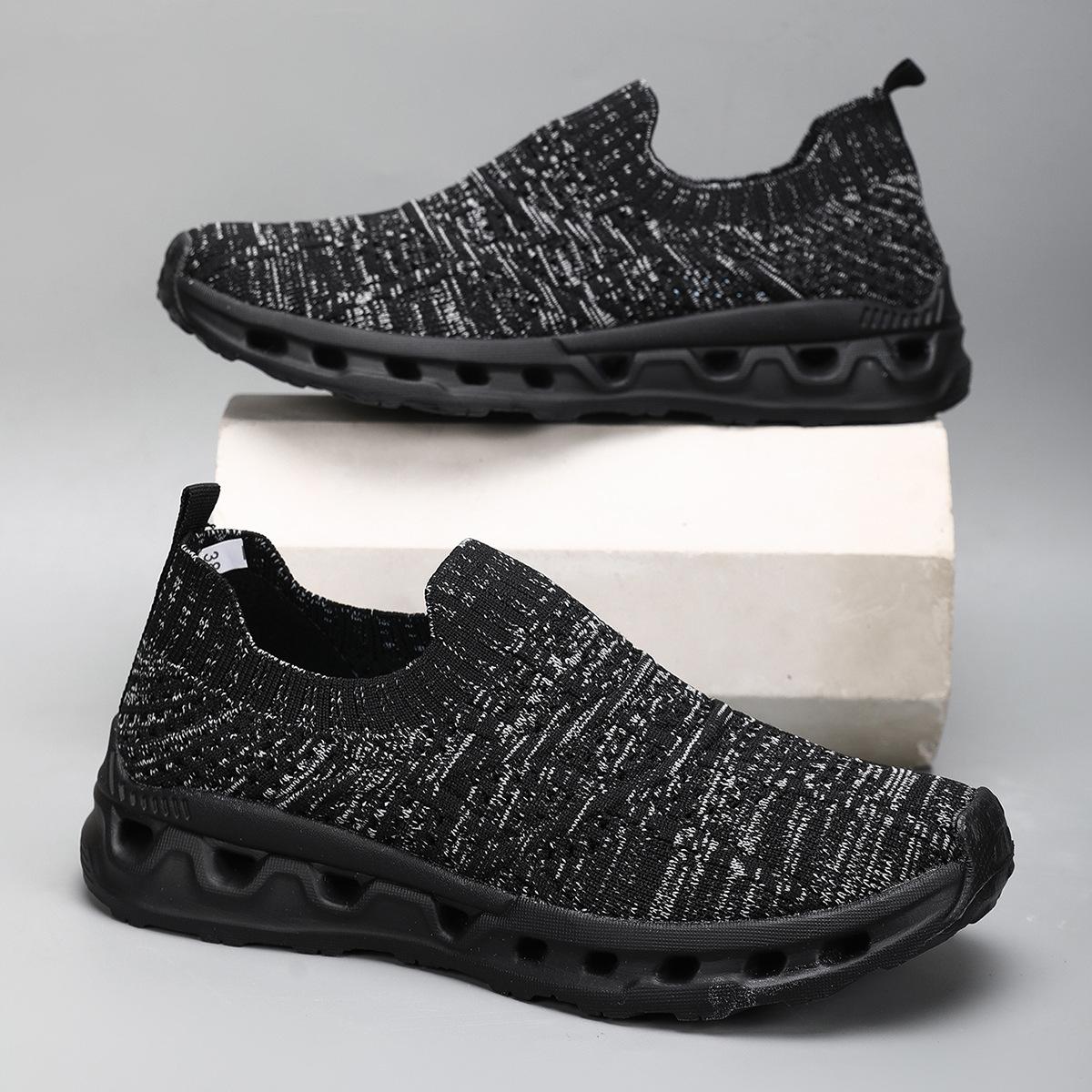 

Single shoes women s mesh breathable casual shoes flying woven women s flat shoes lazy shoes large size 41 чёрный