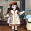 Vintage Brown Corduroy Plaid Skirt 6 Points BJD Doll Cottagecore Style Clothes Set 30cm Dolls Outfit Change Dress Up Accessories