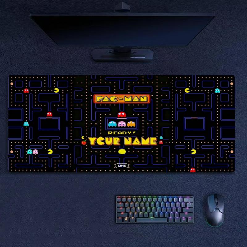 Retro Pacman Custom Name Large Size Mouse Pad Gaming Table Cushion Nonslip Laptop Tablet Big XXL Mat Mini PC Playmat With Lock edge