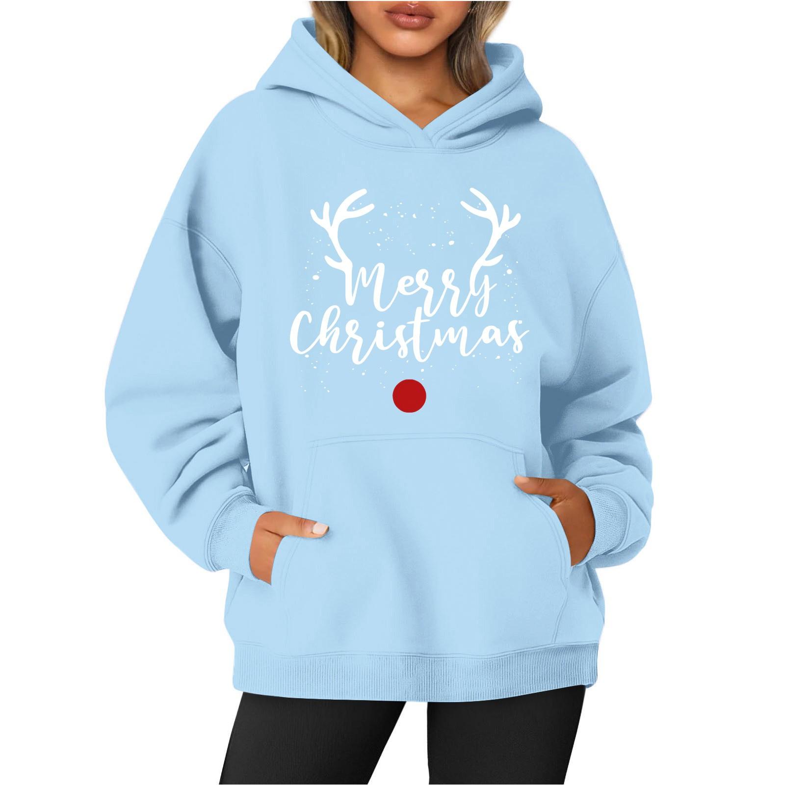 

Женская толстовка с круглым вырезом и длинными рукавами с рождественским принтом S