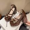 2026 Neue Damen Mary Jane Schuhe Mode Plateau Hohe Absätze Einzelne Schuhe Süße Schleife Uniform Leder Schuhe für Damen Lolita Schuhe