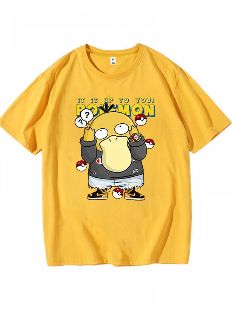 

Pokémon Anime Psyduck Printing Oversized Cotton Tshirt Men and Women Comfortable Fashion Y2K Childrens Clothing Summer Tshirt XL