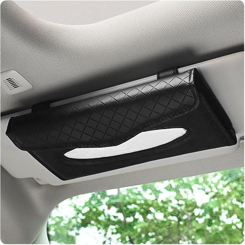 Car Tissue Holder, Automotive Sun Visor Napkin Holder, PU Leather Tissue Case for Sun Visor & Seat Back with Tissue Refill, Universal Interior Car чёрный