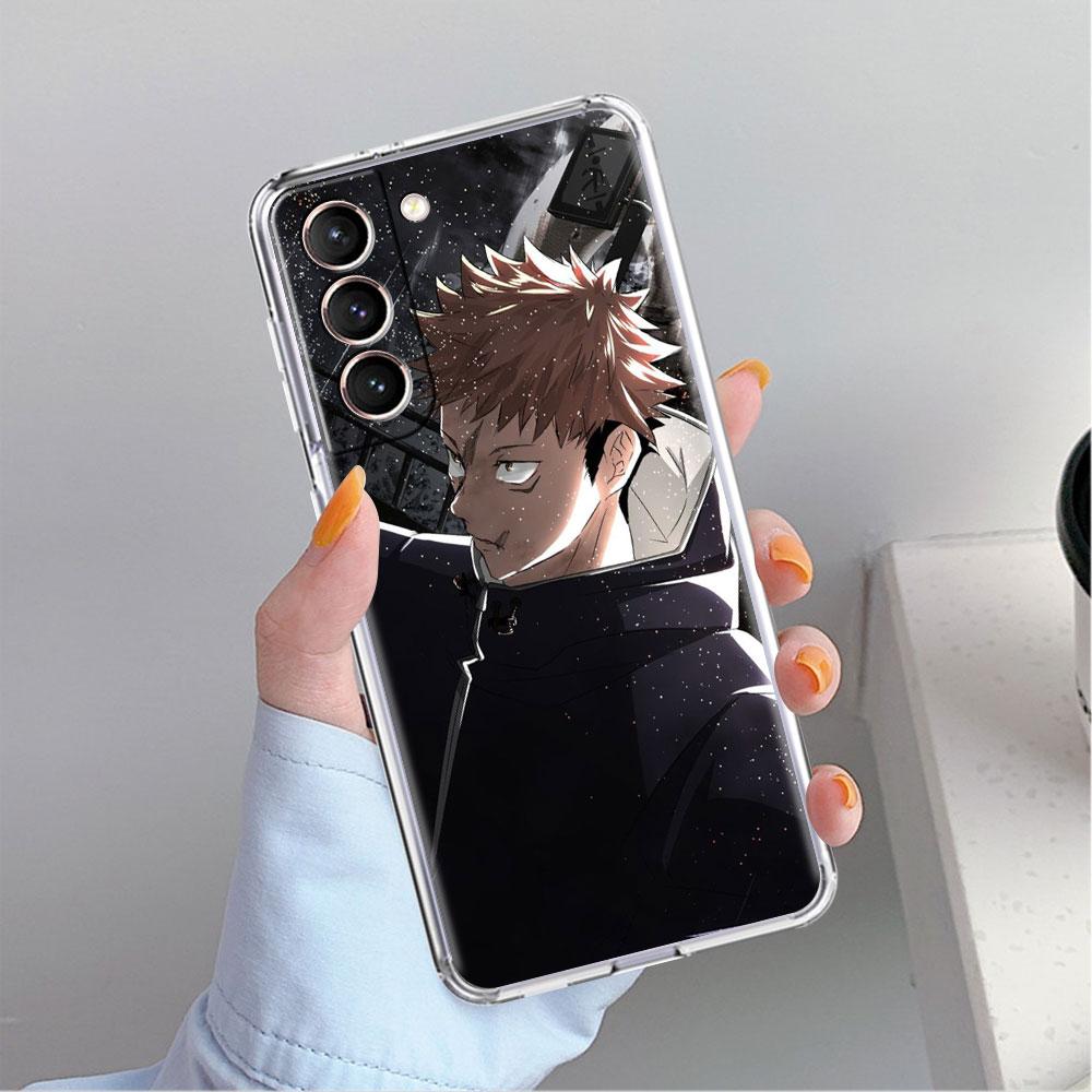 Niedliche Jujutsu Kaisen Anime Klare Hülle für Samsung Galaxy S22 S20 FE S21 S10 S9 Plus Note 20 Ultra 10 Lite Transparente Handyhülle