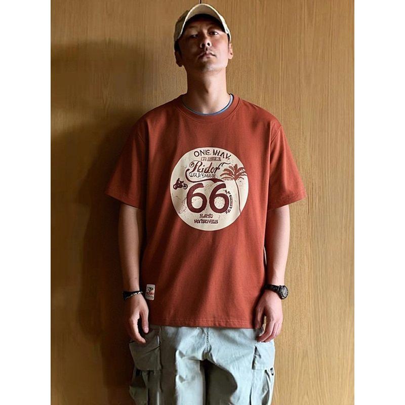 American Retro Heavyweight Pure Cotton Trendy Brand Letter Print T-Shirt Men's Short-Sleeve Summer Foreign Trade Men's Vintage T-Shirt