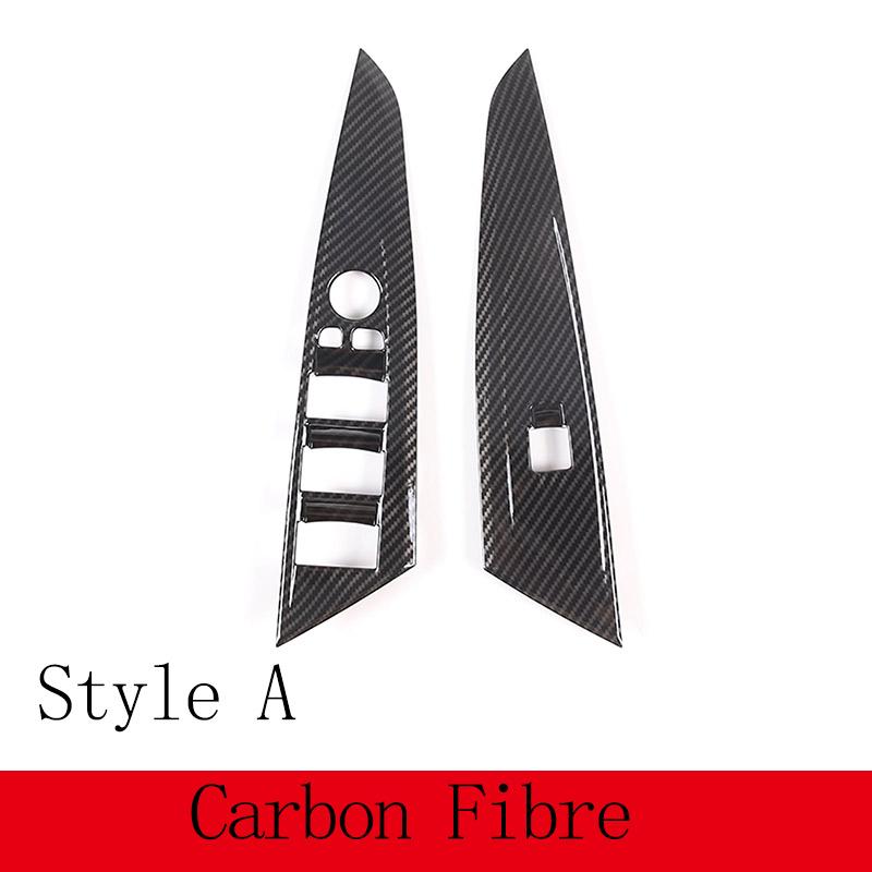 For BMW 4 Series G22 G23 G26 - ABS Carbon Fiber/Black Car Window Lift Button Decorative Sticker Car Interior Accessories style A Carbon Fiber
