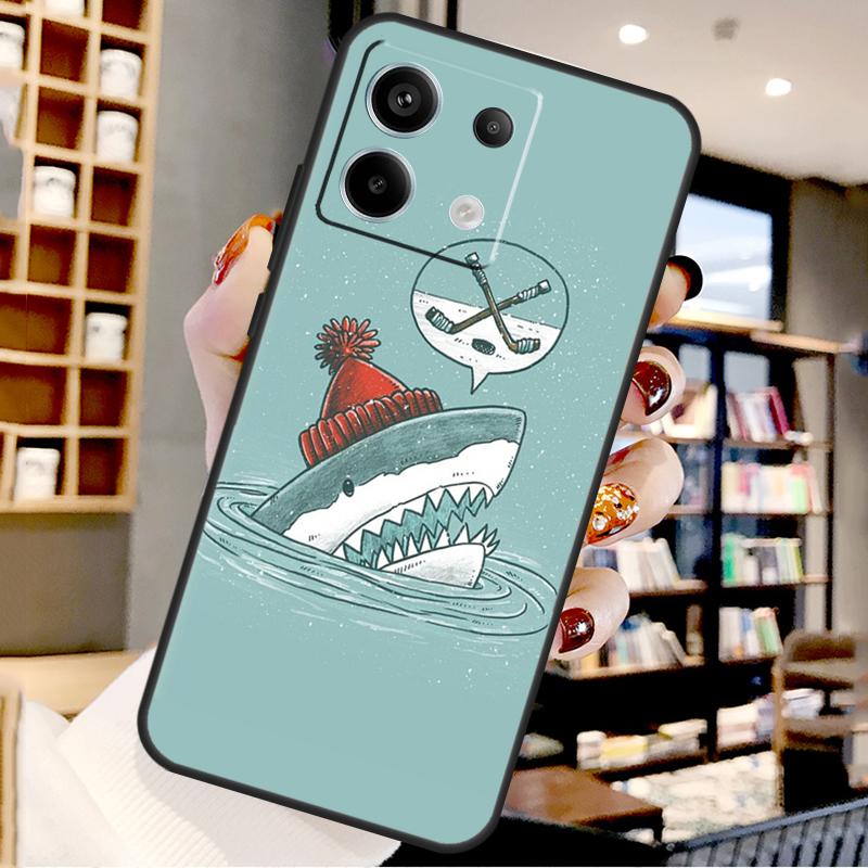 Cartoon Sharks For Xiaomi Redmi Note 14 Pro 13 12 11 9 10 15 Pro Plus Case For Redmi 15 15C 14C 10C 12C 13C