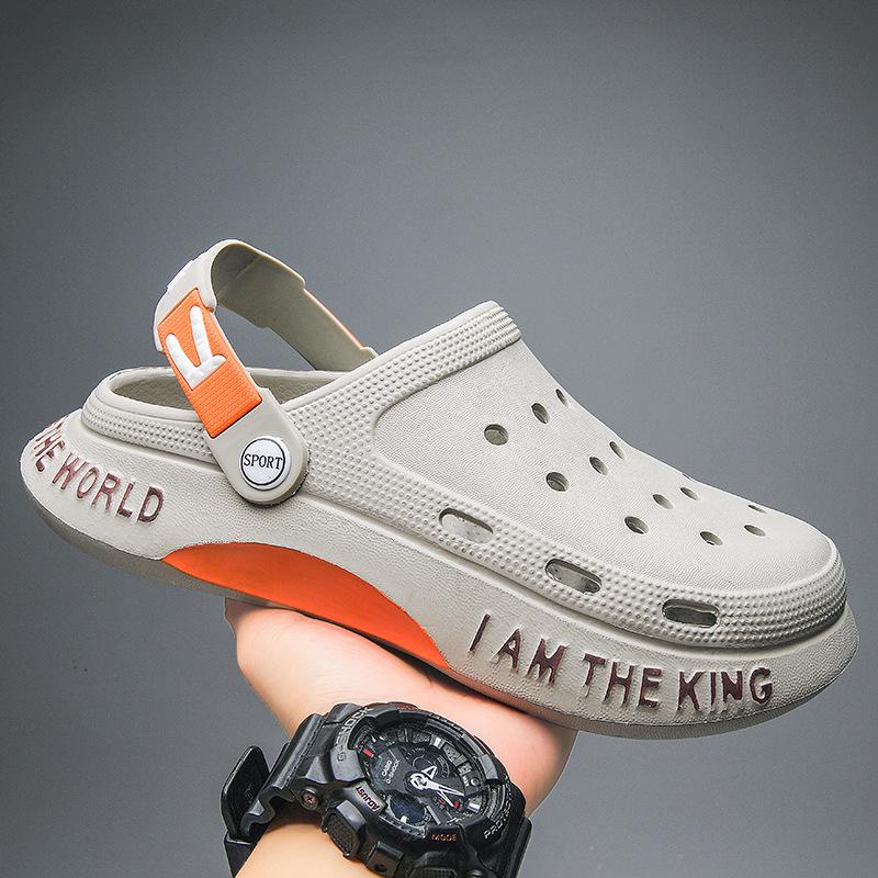 Trendy Hole Shoes, Stepping On Shit, Men Wear Thick-Soled Bag Head Slippers, Outdoor Casual Beach Sandals