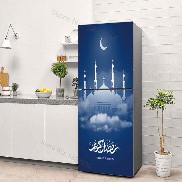 Nálepka na ledničku Ramadán Vodotěsná 3D tapeta s lucernou s lucernou Měsíce Hvězda Nálepky do kuchyně Islámská muslimská nástěnná malba Eid