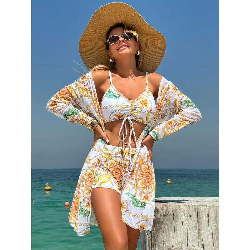 Bikini Three-piece Swimsuit Women's Split New Blouse Bow Fashion Beach Swimsuit