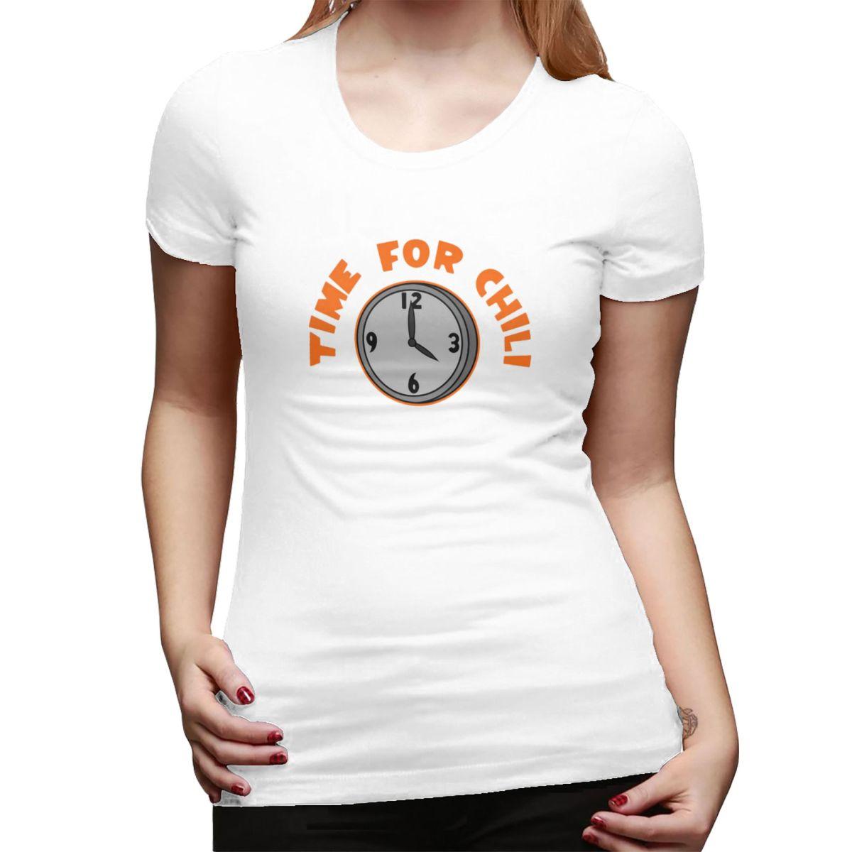 

Time For Chili Orange TShirt for Women Round Neck Streetwear T Shirts Womens Short Sleeve Summer Clothes Tops S