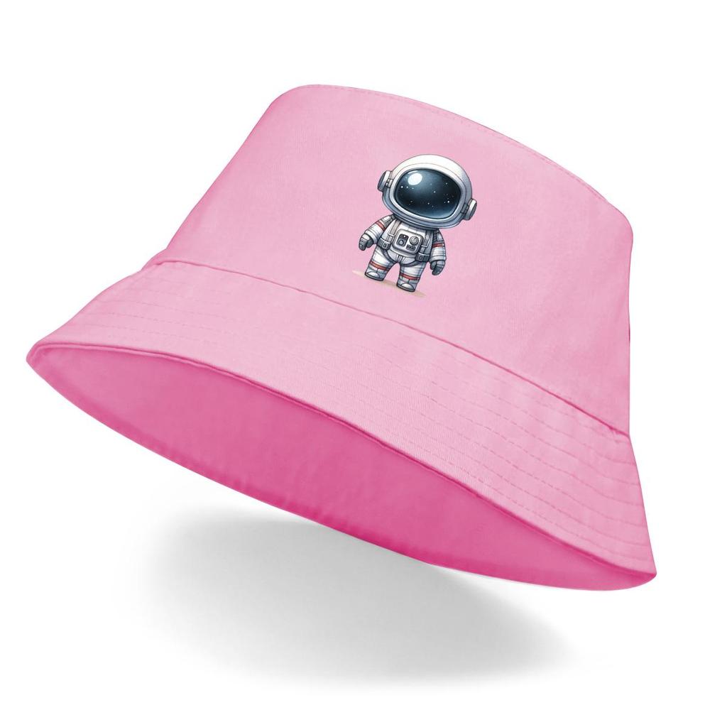 Little Astronaut Print Bucket Hat , Men's Hat Wide Brim Simple Reversible Beach Cap
