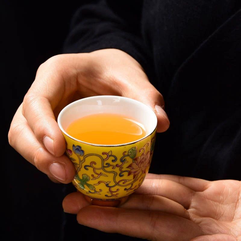 Vintage chinesisches Porzellan Teegeschirr, Schöne ungewöhnliche Ästhetik Tasse, Puer Oolong, Kung Fu, Tieguanyin Blume, Grüner Tee