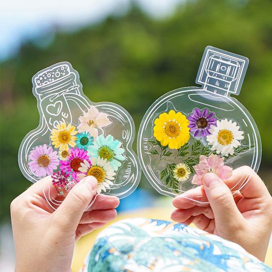 20Pcs DIY Transparent Dried Flower Bookmarks Exquisite Design Creative Floral Plant Clear Bookmarks Decorations