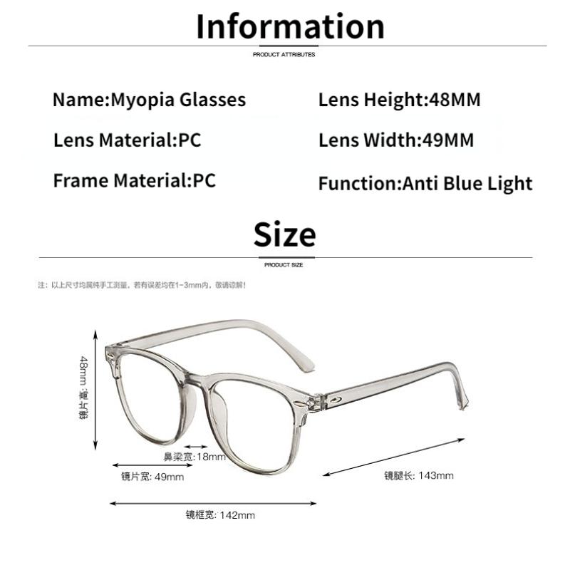 Myopia Glasses Women Anti Blue Light Computer Eyewear Anti Fatigue Eye Protection Glasses for Men -1.0 -1.5 -2.0 -2.5 To -6.0