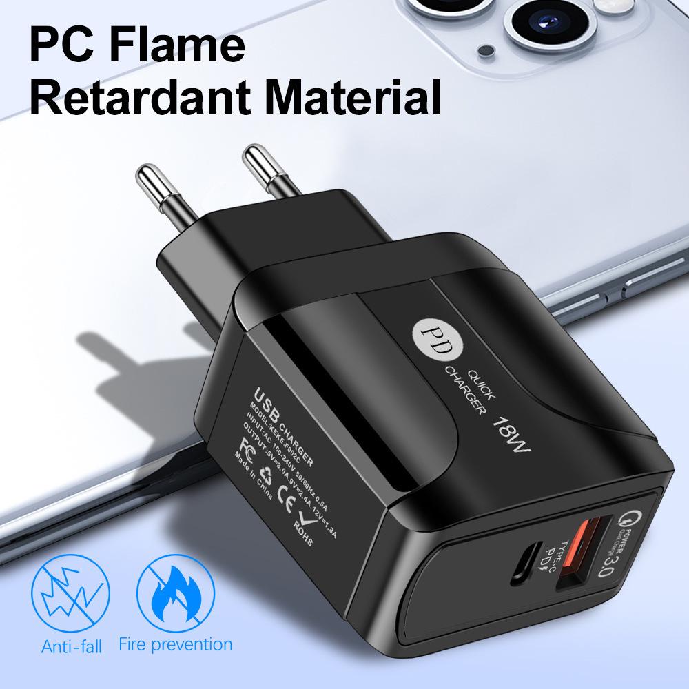 18W PD USB Charger with QC3.0 for Phones & Tablets - US/EU/UK Spec