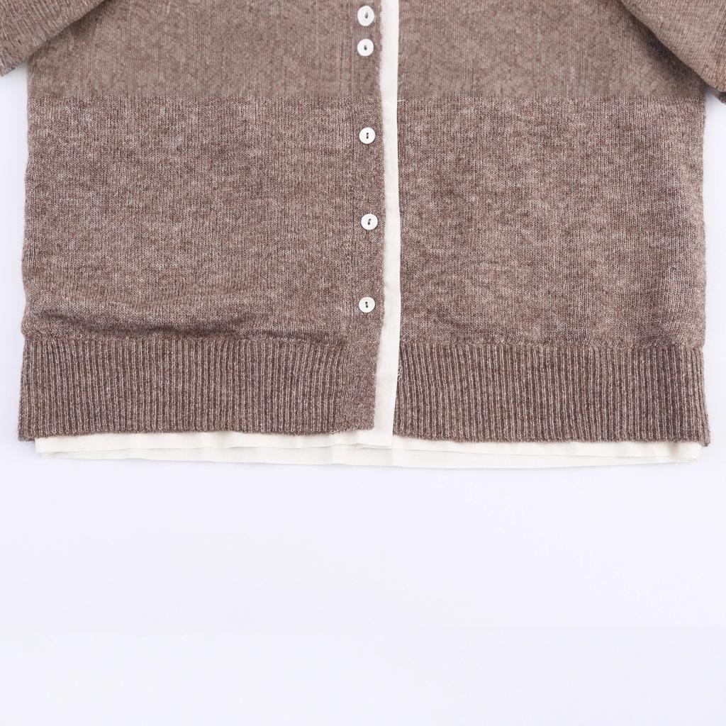 Fashion Crew Neck Contrast Knitted Jacket