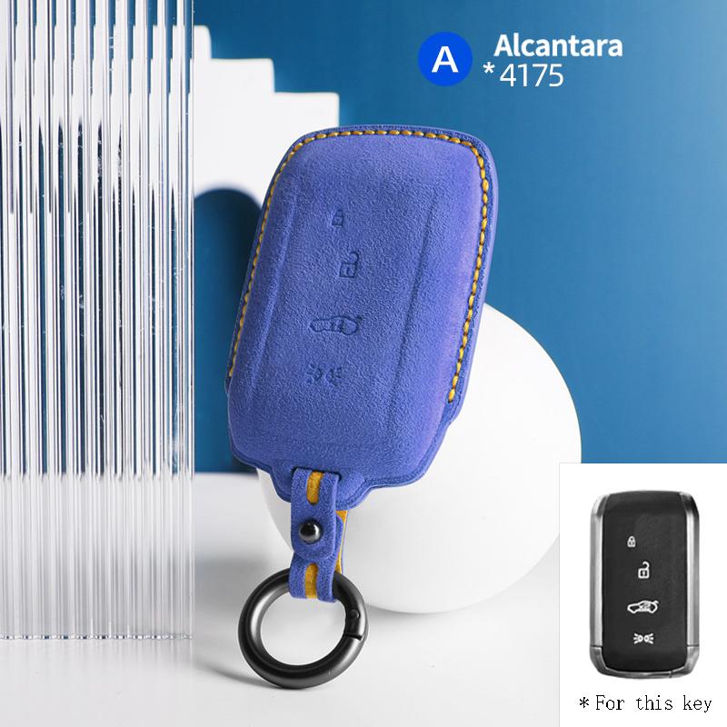 suede Car Key Case Cover 4 buttons Keychain F For Maserati 2023 Grecale Levante GT auto Accessories