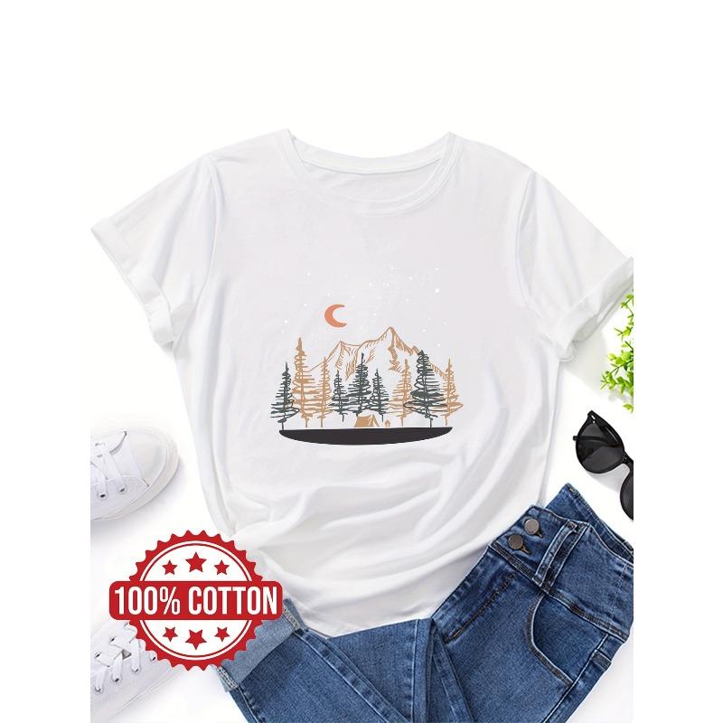 

European sizes Landscape Breathable Fabric for Outdoor Adventures & Casual Attire / Mountain T Shirt / Adventure Apparel / Durable Casualwear 4XL