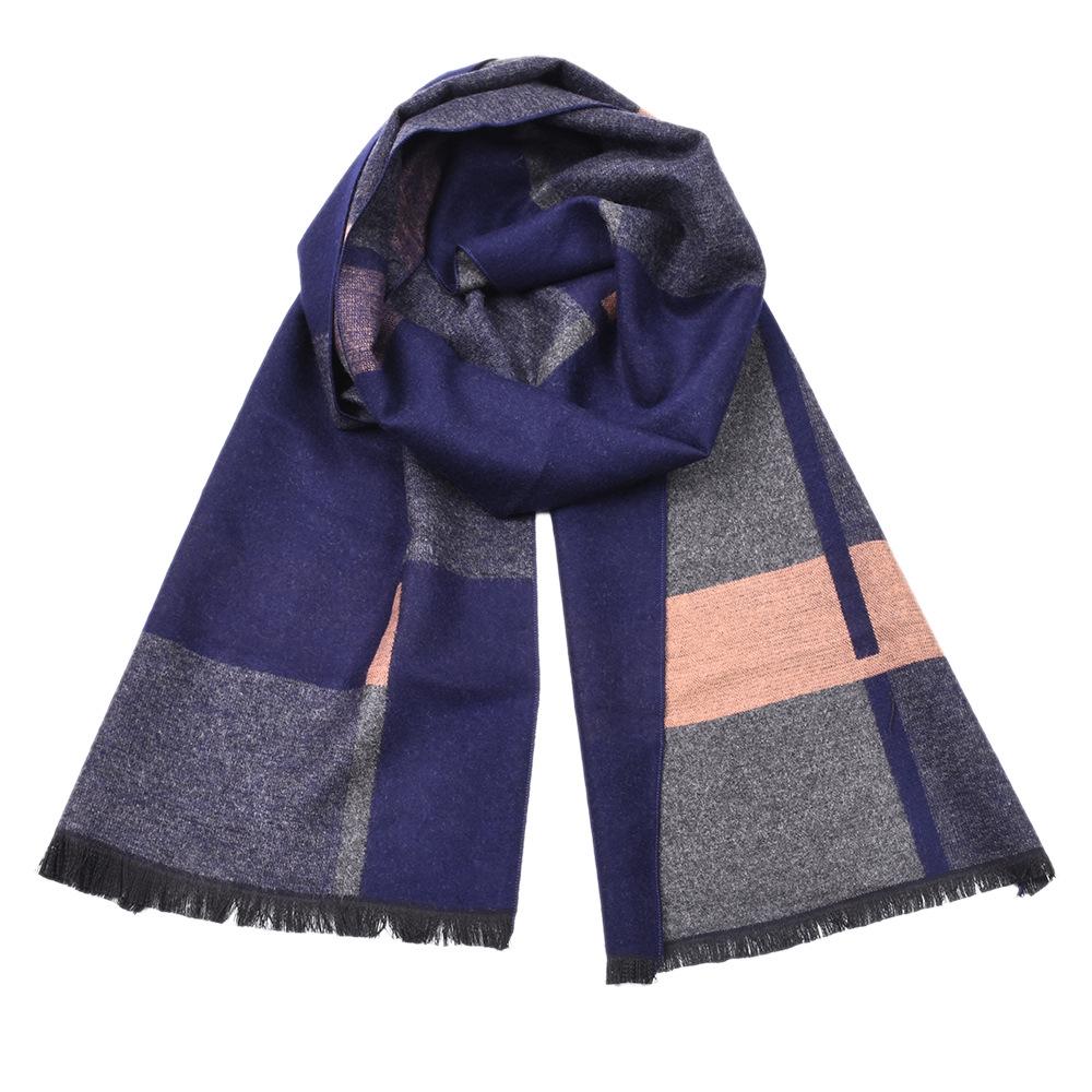 

Двусторонний длинный теплый мужской зимний шарф-шаль с короткими кистями, мягкий и теплый, деловой шарф для мужчин 30x180cm