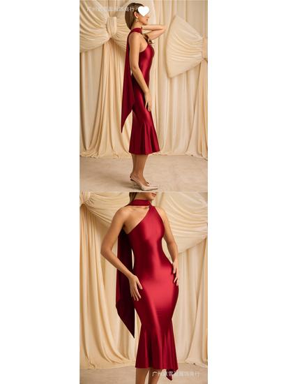 Summer European & American Style Backless Evening Gown - Fashionable & Sexy Women's Long Dress