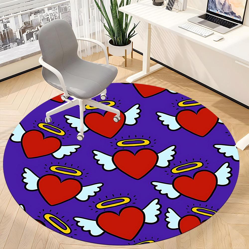 1pc Heart Wings Purple Background Chair Carpet for Office, Non-slip, Soft and Durable Office Rug for Interior Decoration, Perfect for Office