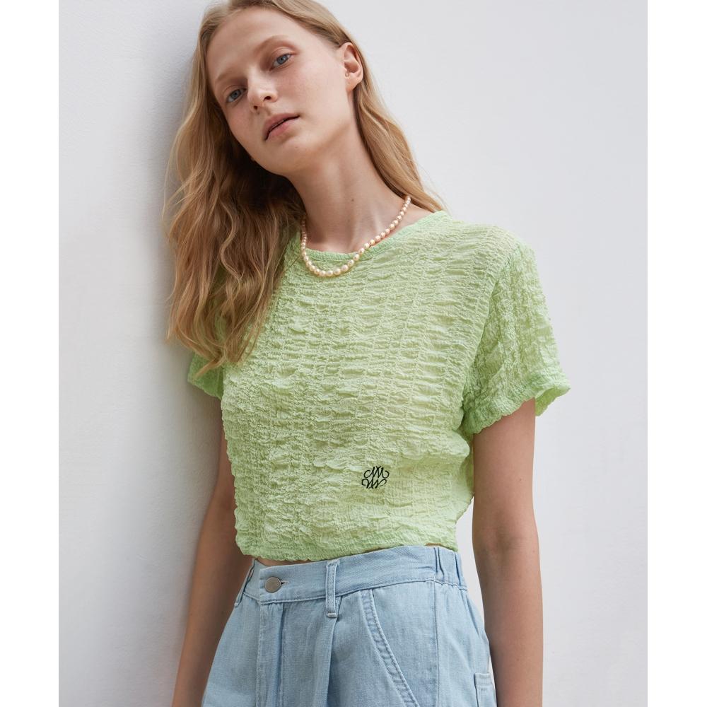 

NICKNICOLE NICOLE SHIRRING CROP TEELIGHT GREEN