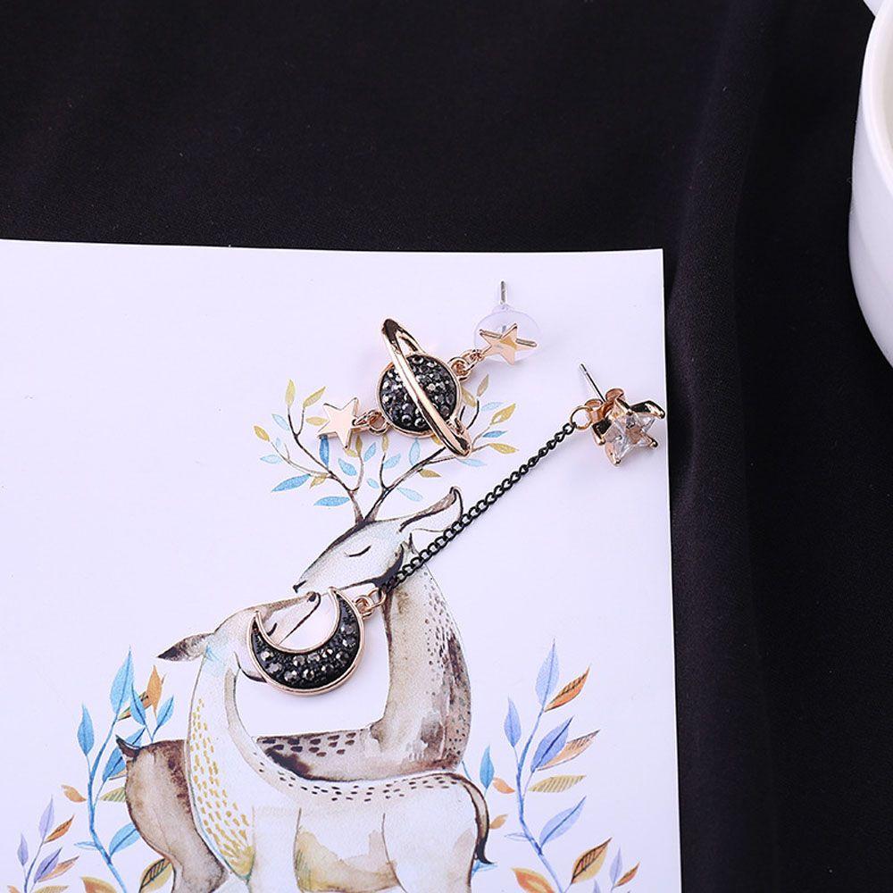 Personality Brincos Planet Black Star And Moon Drop Earrings Jewelry Dangle Earrings Stud Earrings