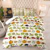Halloween Duvet Cover Set Pumpkin Lantern Pattern Comforter Cover King Queen Size for Kids Boys Girls Gift Polyester Bedding Set