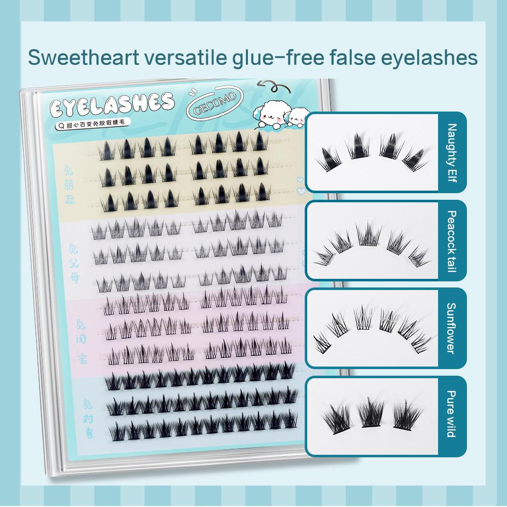 GECOMO Glue-free False Eyelashes, Eyelashes No Needed Glue, Latest Mixed Pack