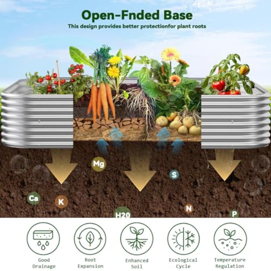 3 Pack Corrugated Galvanized Steel Raised Garden Bed Outdoor Metal Above Ground Garden Bed for Vegetables and Flowers 3x2FT Dar