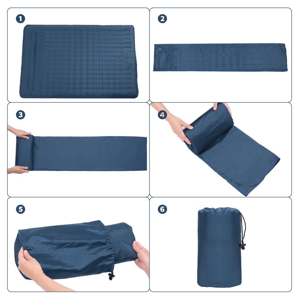 Inflatable Double Sleeping Pad Extra Thick 5 Inch Sleeping Pad Mat Air Mattress with Built In Pump for Camping
