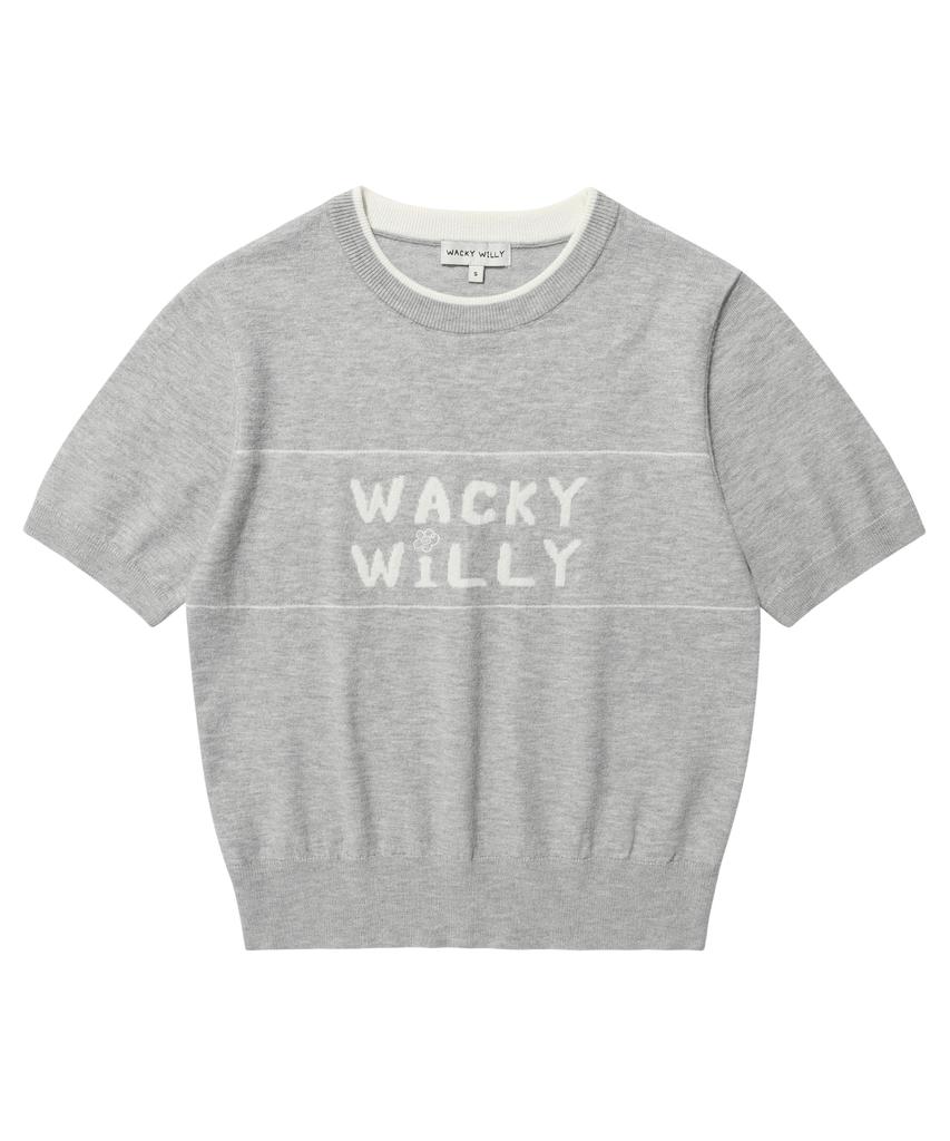Wacky Willy Women'S Typographic Color Block Short Sleeve Knit Grey