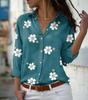 Europa und die Vereinigten Staaten Neue Revers Langarm-Blumendruck-Shirt Temperament Mode Slim Shirt