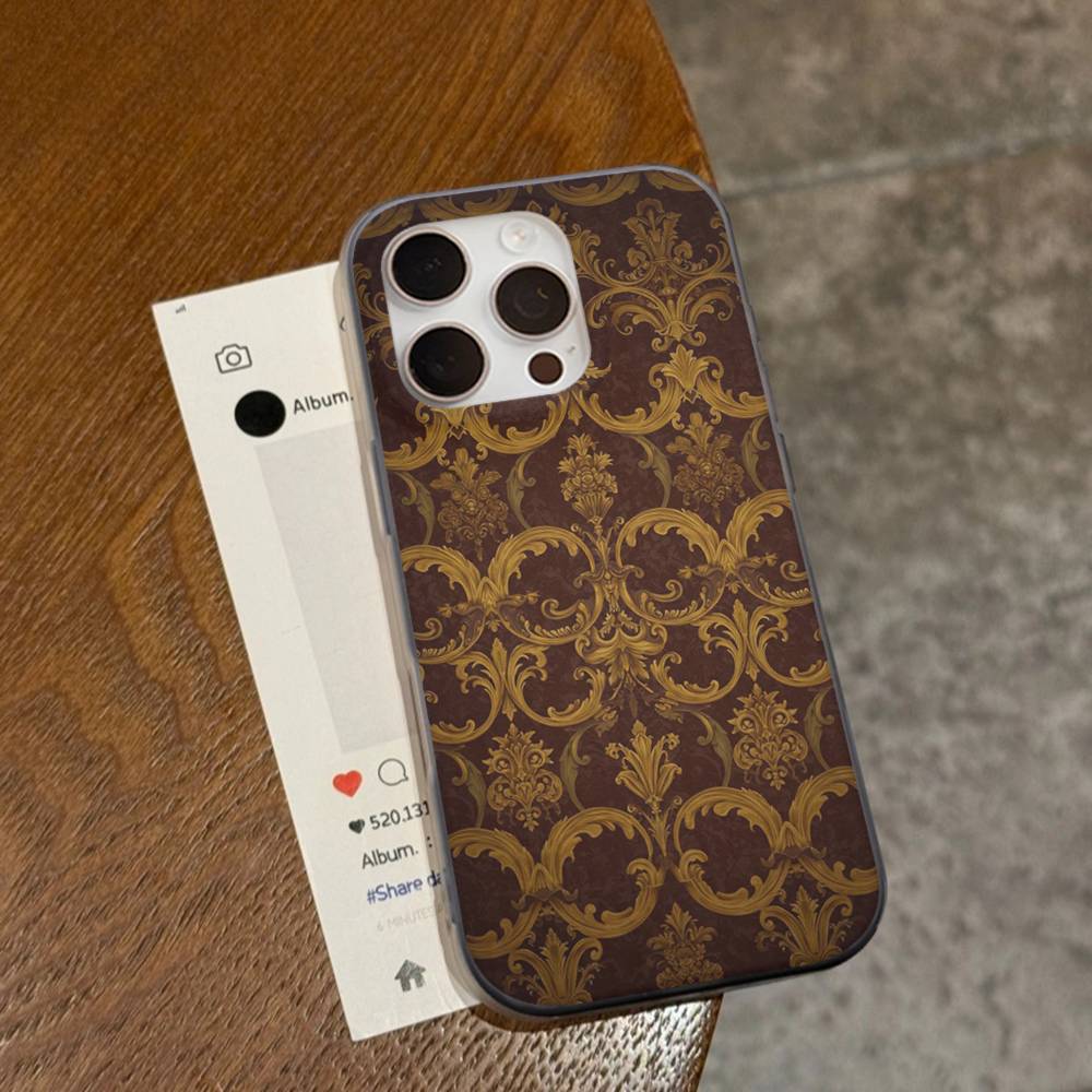 

American Luxurious Vintage Patterns Soft Corrugated Transparent Phone Case For IPhone 17 15 16 11 12 13 14 Pro Max Plus Pro iPhone 13
