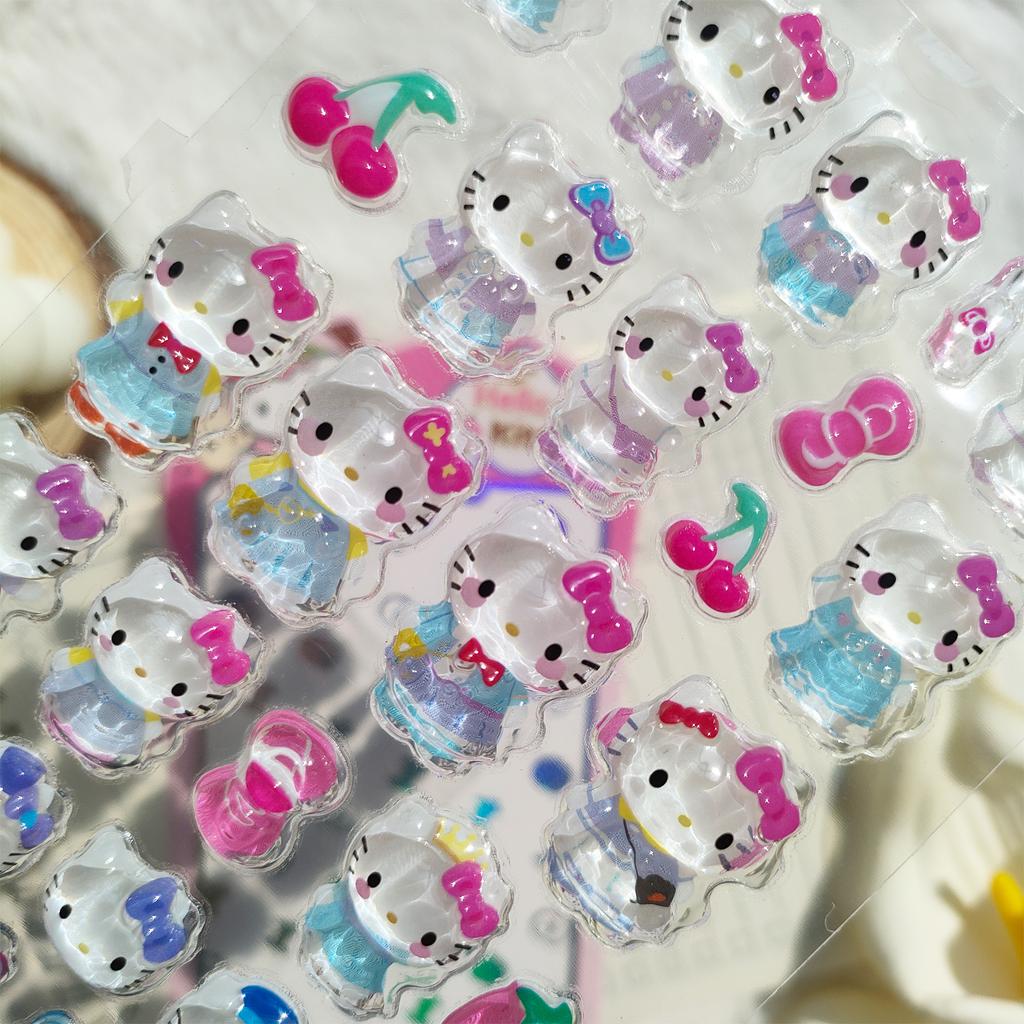 3D Crystal Apple Kitty Stickers - 6-12Pcs Cute Apple Decals Great For Girls Phone Case Diy Kawaii Exchange Gift Decoration