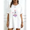 Oversized T Shirt Black Cute Bunny With Purple Drip Print For Casual Wear