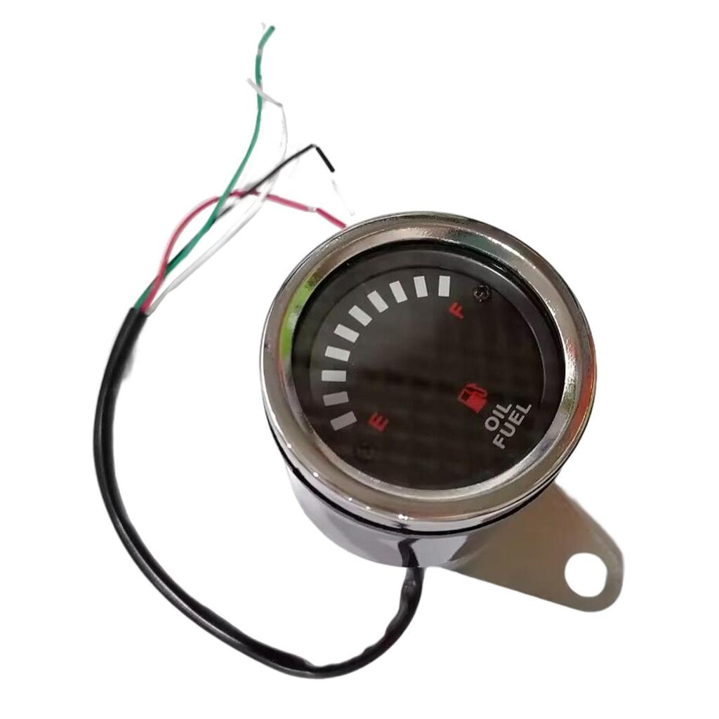 Motorcycle Oil Fuel Gauge Alloy LED Oil Meter Universal Odometer Fuel Level Indicator for Motorbike Dashboard Upgrade