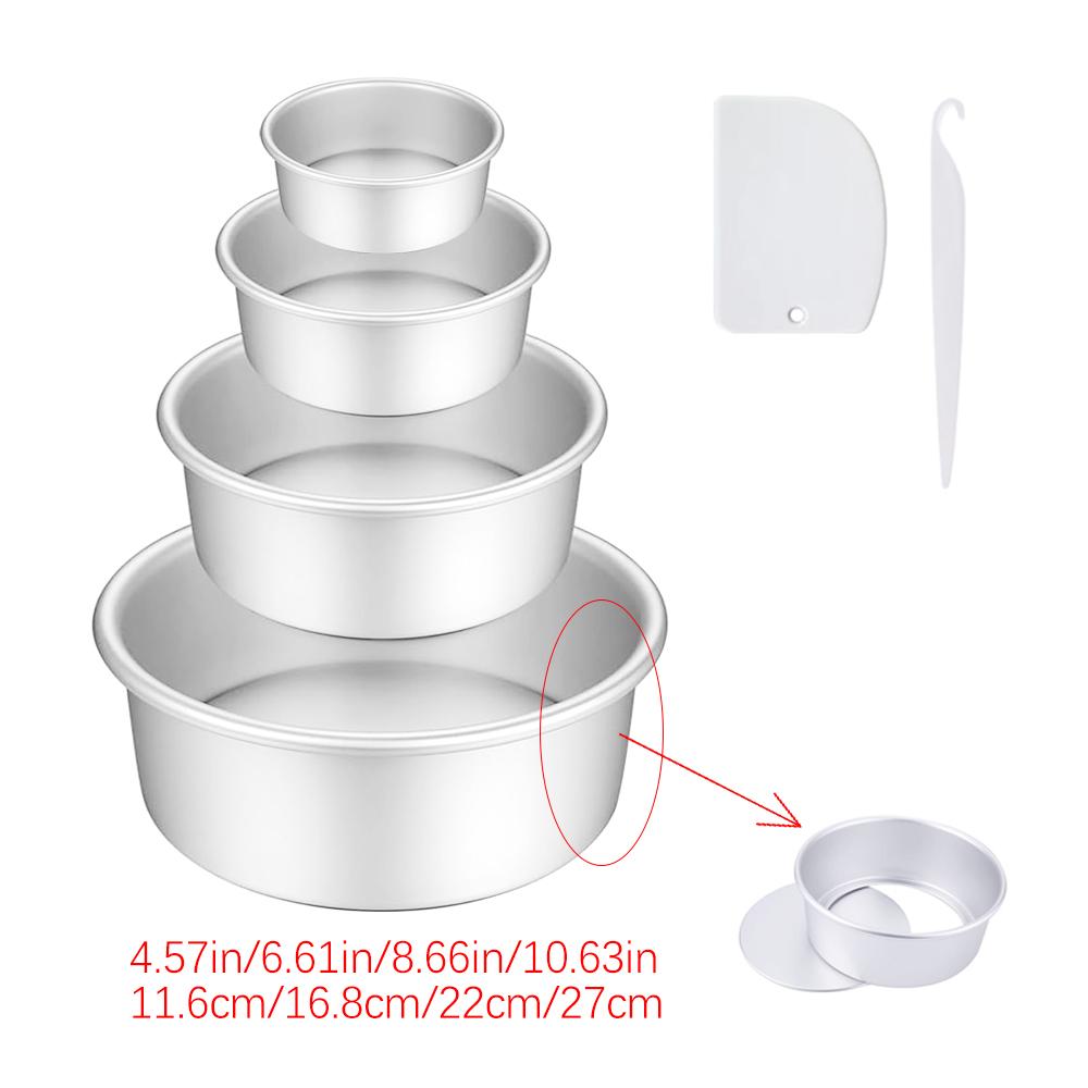 Anodized Aluminum Set 4/6/8/10 Inch Fixed/Removable Bottom Mold Round Chiffon/Angel Baking Cheesecake Tin 0059