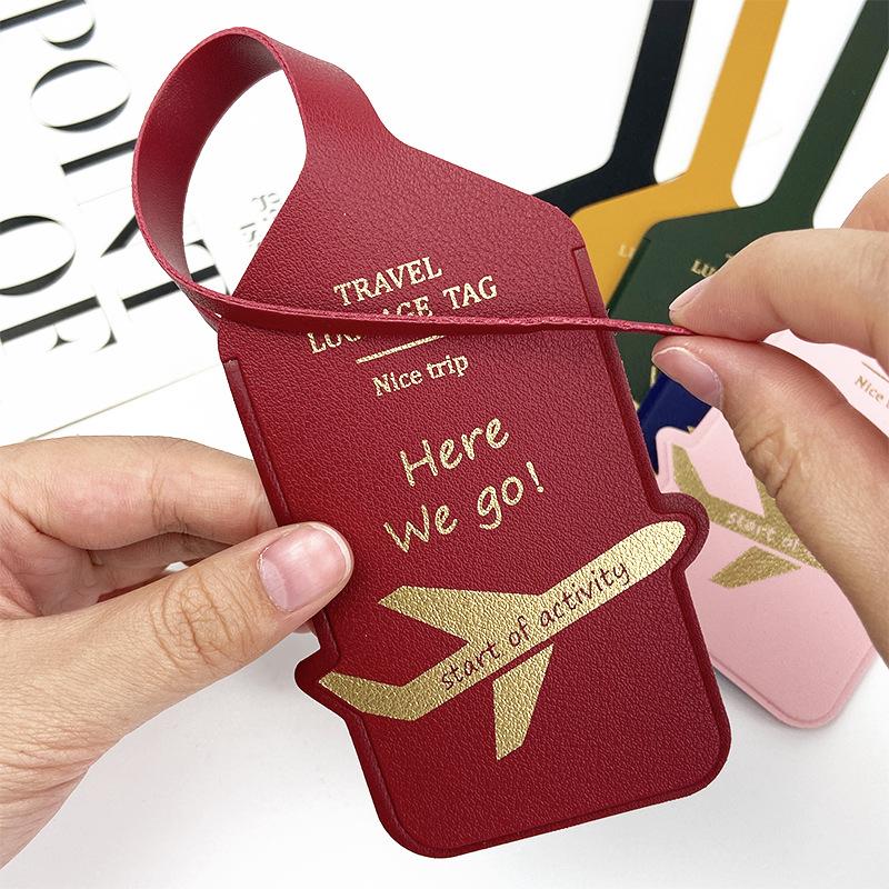 Fashionable Pu Luggage Tag Boarding Pass For Overseas Travel Anti-Loss Name Card Luggage Tag