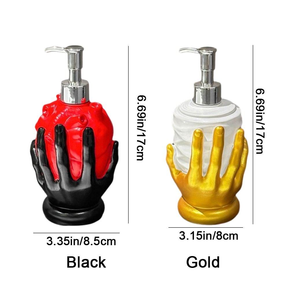 Resin Hand Held Heart Soap Bottle Refillable Empty Shower Gel Press Bottle with Pump Decorative Heart Shaped Soap Dispenser