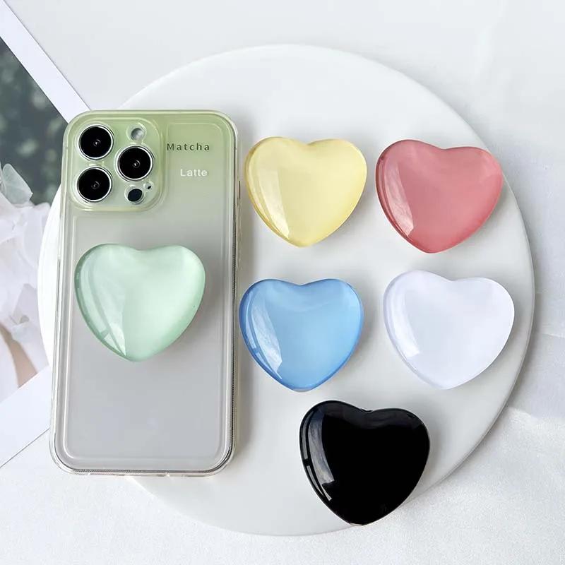 Cute 1D Glossy Love Heart Phone Holder Finger Grip Tok Bracket For iPhone 11Pro Samsung Universal Folding Stand Griptok posocket
