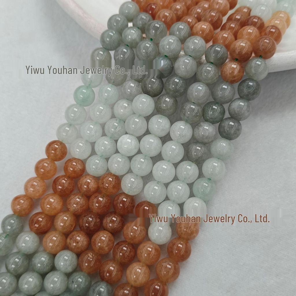 Natural White Stone Enhanced 6-10mm Round Beads String for Three-Color Alxa Bracelet Necklace Accessories