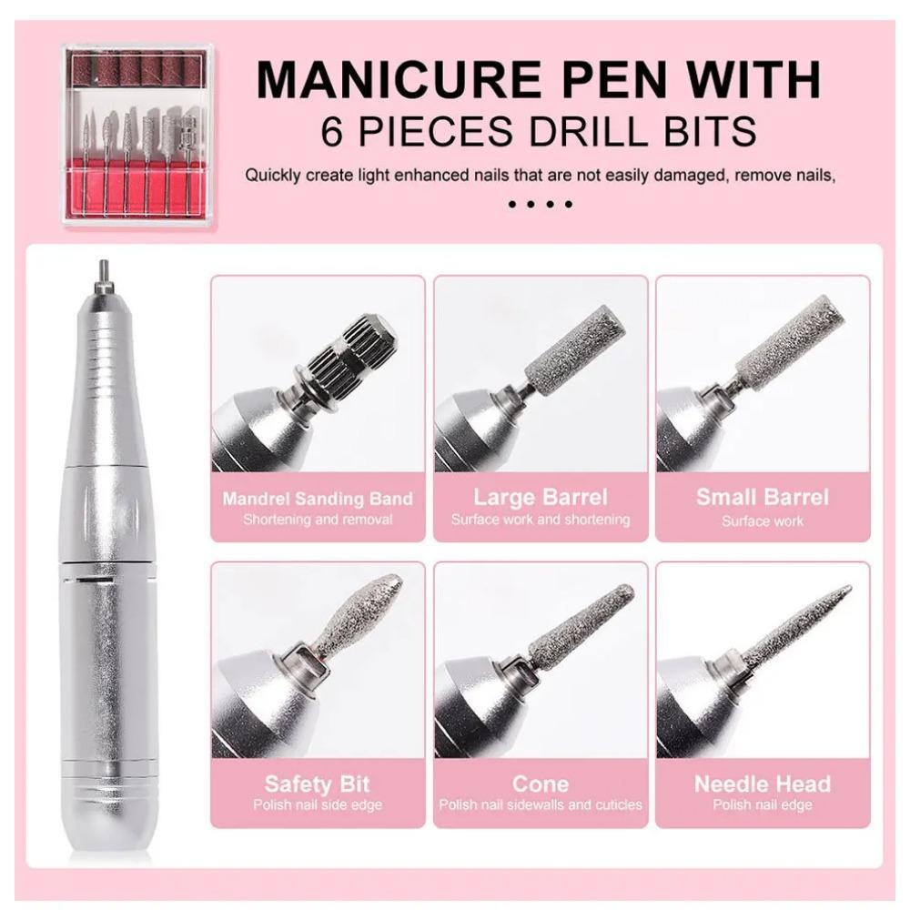 45000RPM Electric Nail Drill Machine Professional Nail Drills for Gel Nails Polish Rechargeable Portable Nail File Manicure Tool