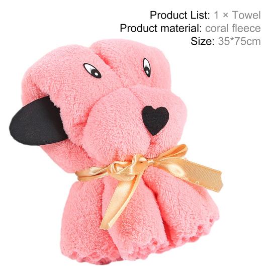 Hair Drying Towel Fluffy Reusable Puppy Shape Lovely Cartoon Coral Fleece Towel Wedding