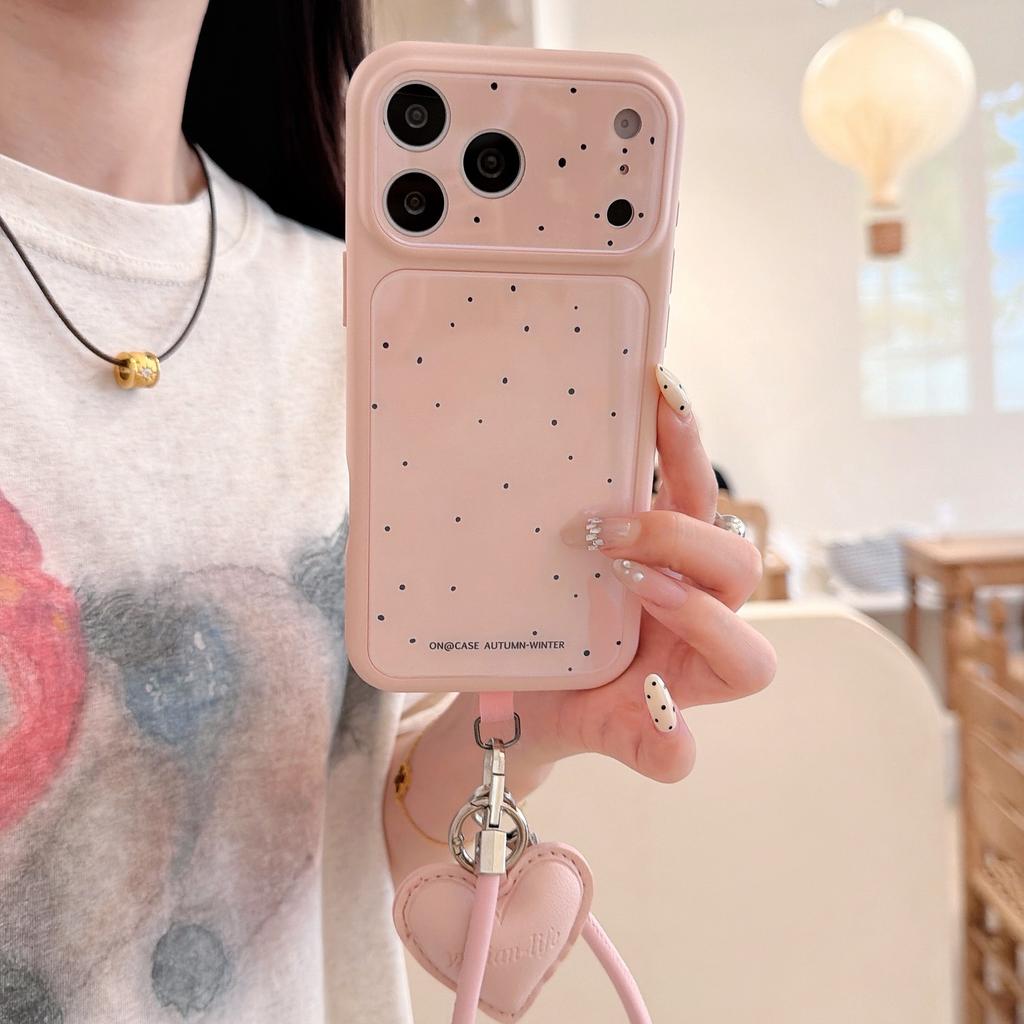 Small fresh polka dots are suitable for Apple 17pro mobile phone case 17promax anti-drop case 16 large window case 15.